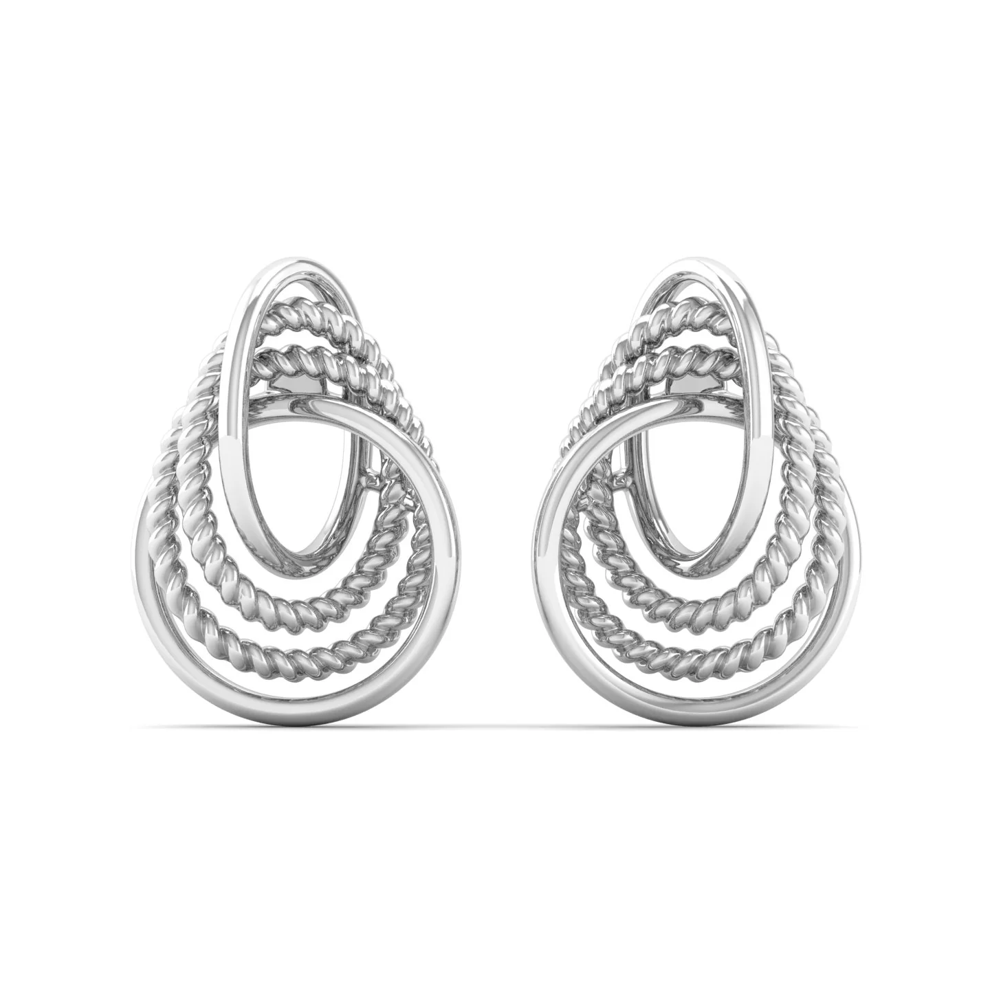 9K Solid Gold Curved Stud Earrings - Image 5