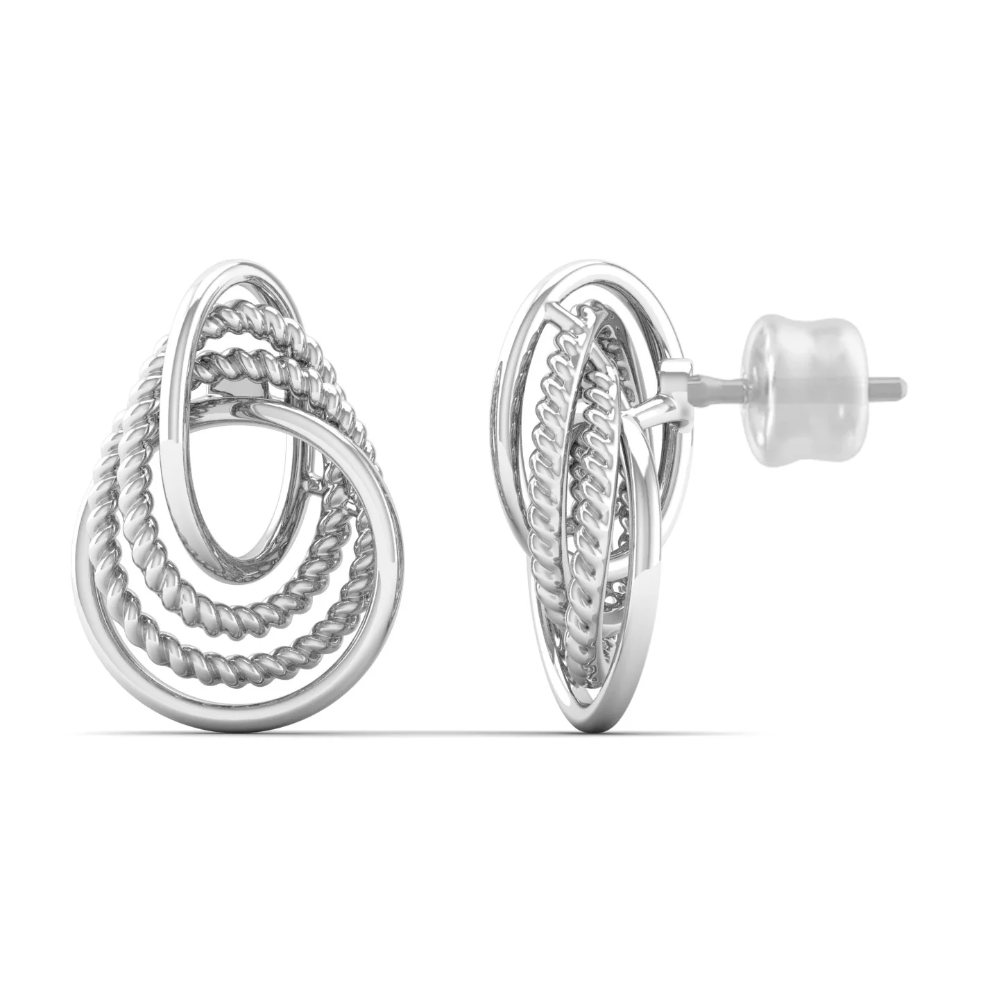 9K Solid Gold Curved Stud Earrings - Image 6