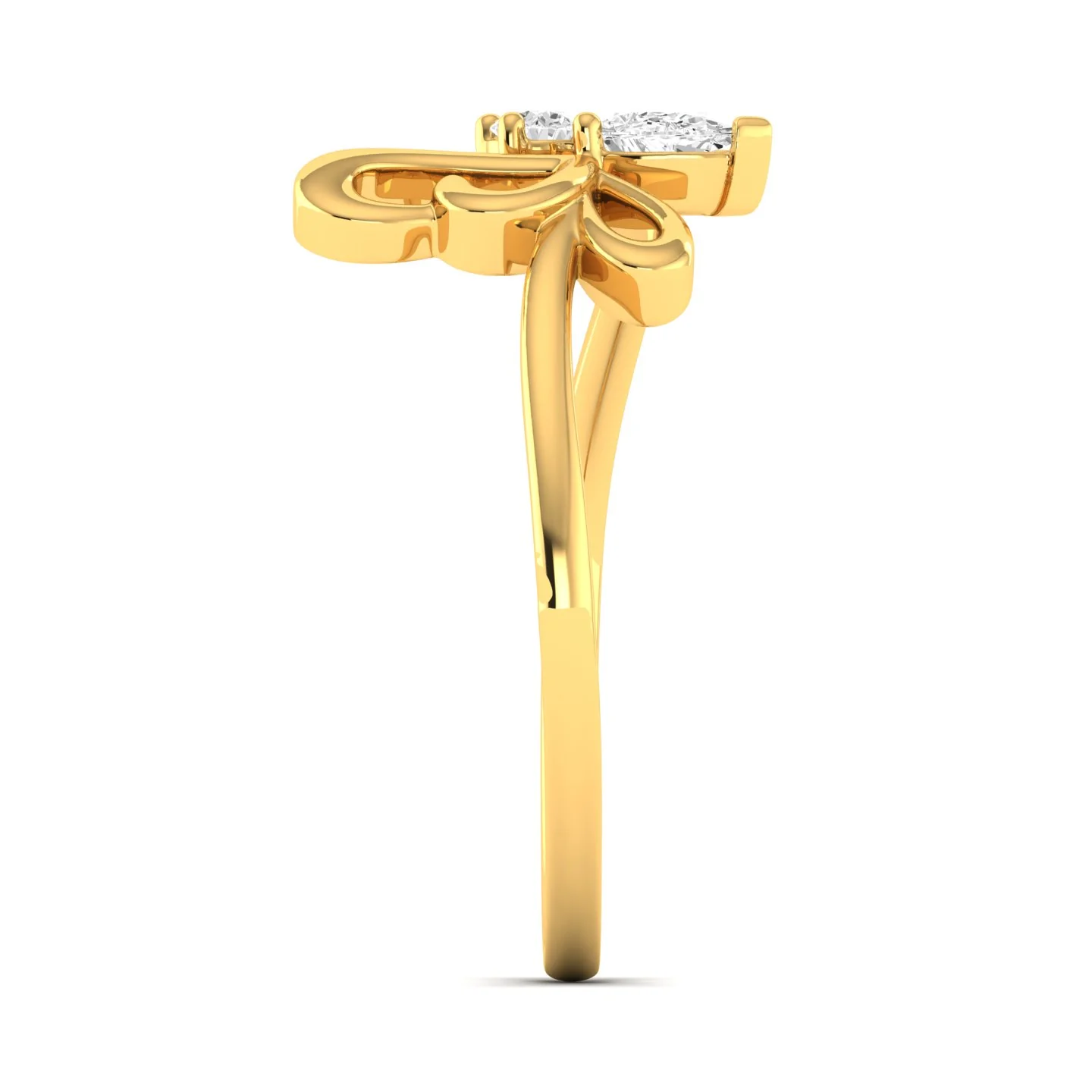 Lab Grown Diamond Butterfly Wing Ring 9k Solid Gold - Image 3