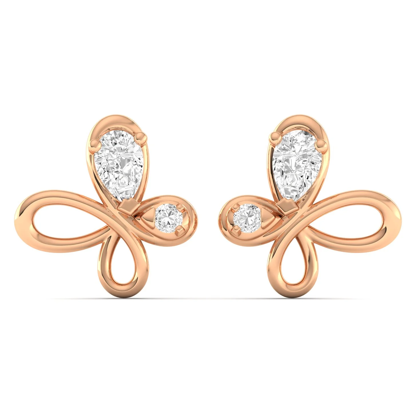 Lab Grown Diamond Flying Butterfly Stud Earrings 9k Solid Gold - Image 4