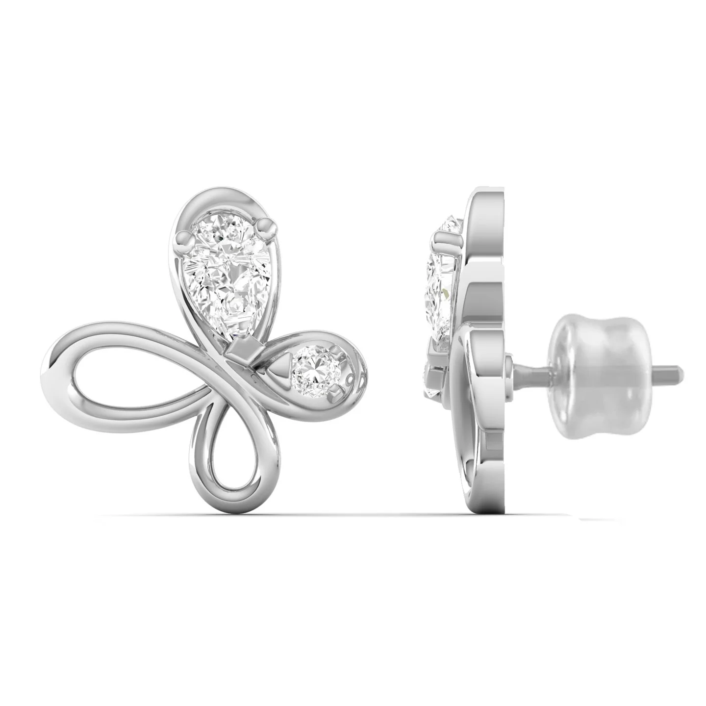 Lab Grown Diamond Flying Butterfly Stud Earrings 9k Solid Gold - Image 8