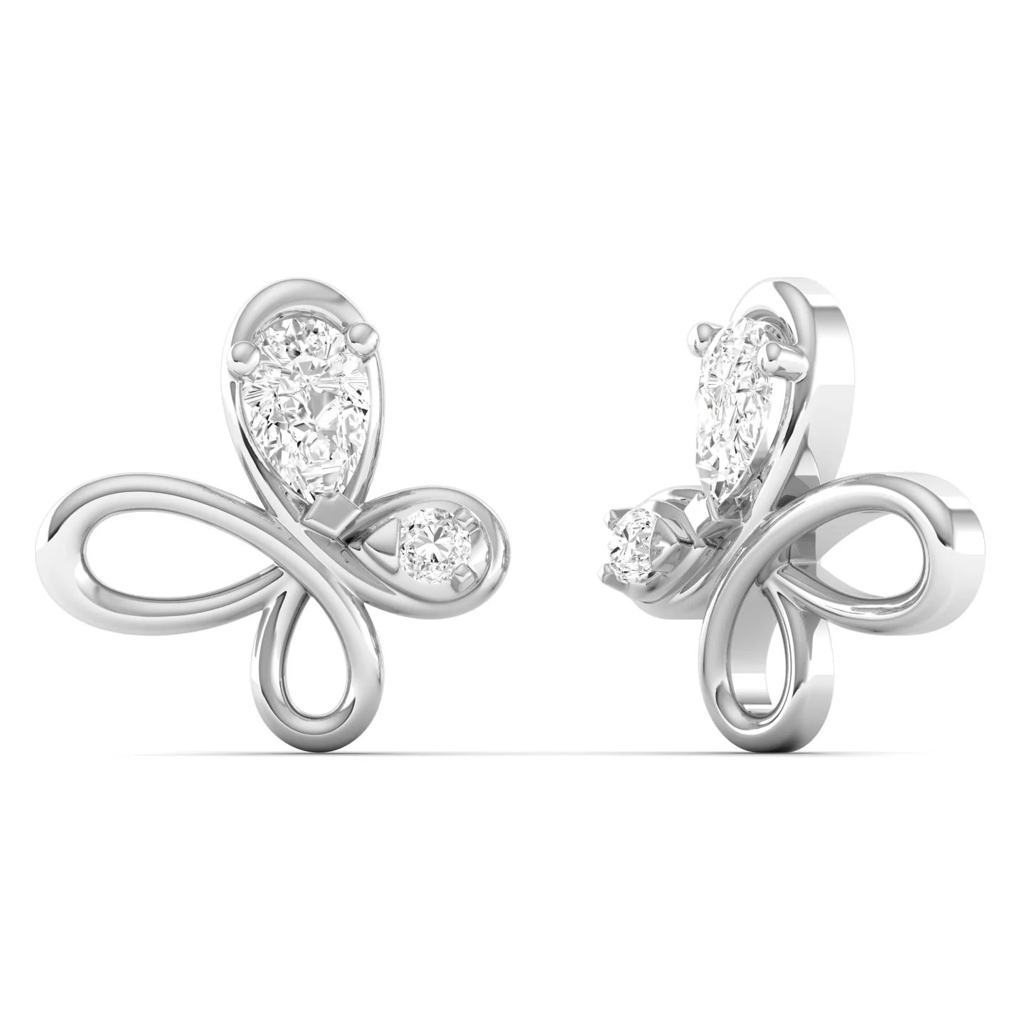 Lab Grown Diamond Flying Butterfly Stud Earrings 9k Solid Gold - Image 9