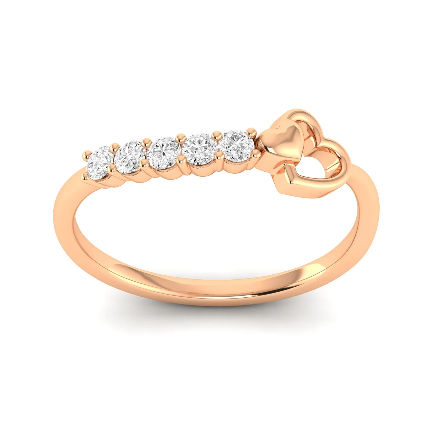 Lab Grown Diamond Double Heart Ring 9k Solid Gold - Image 5