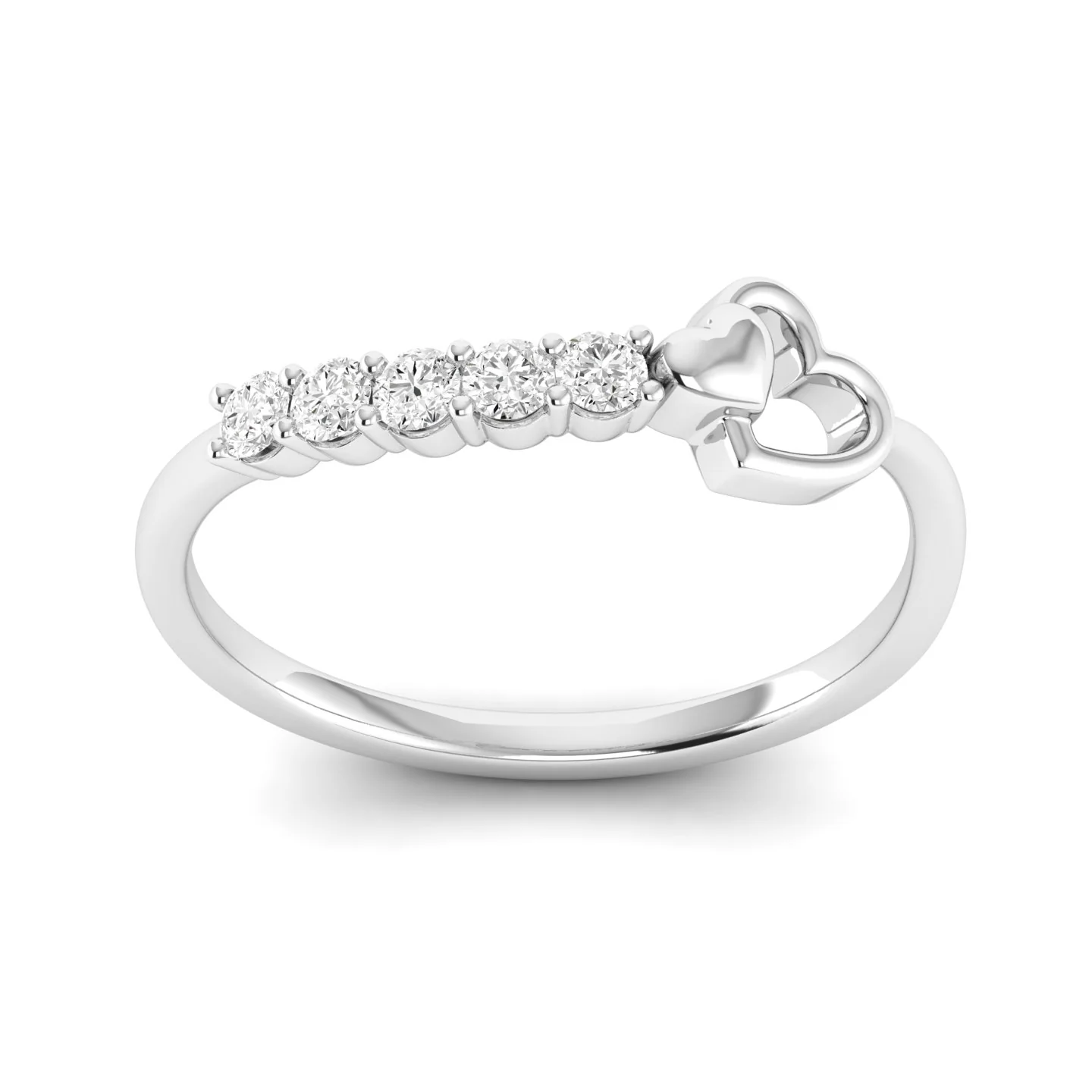Lab Grown Diamond Double Heart Ring 9k Solid Gold - Image 9