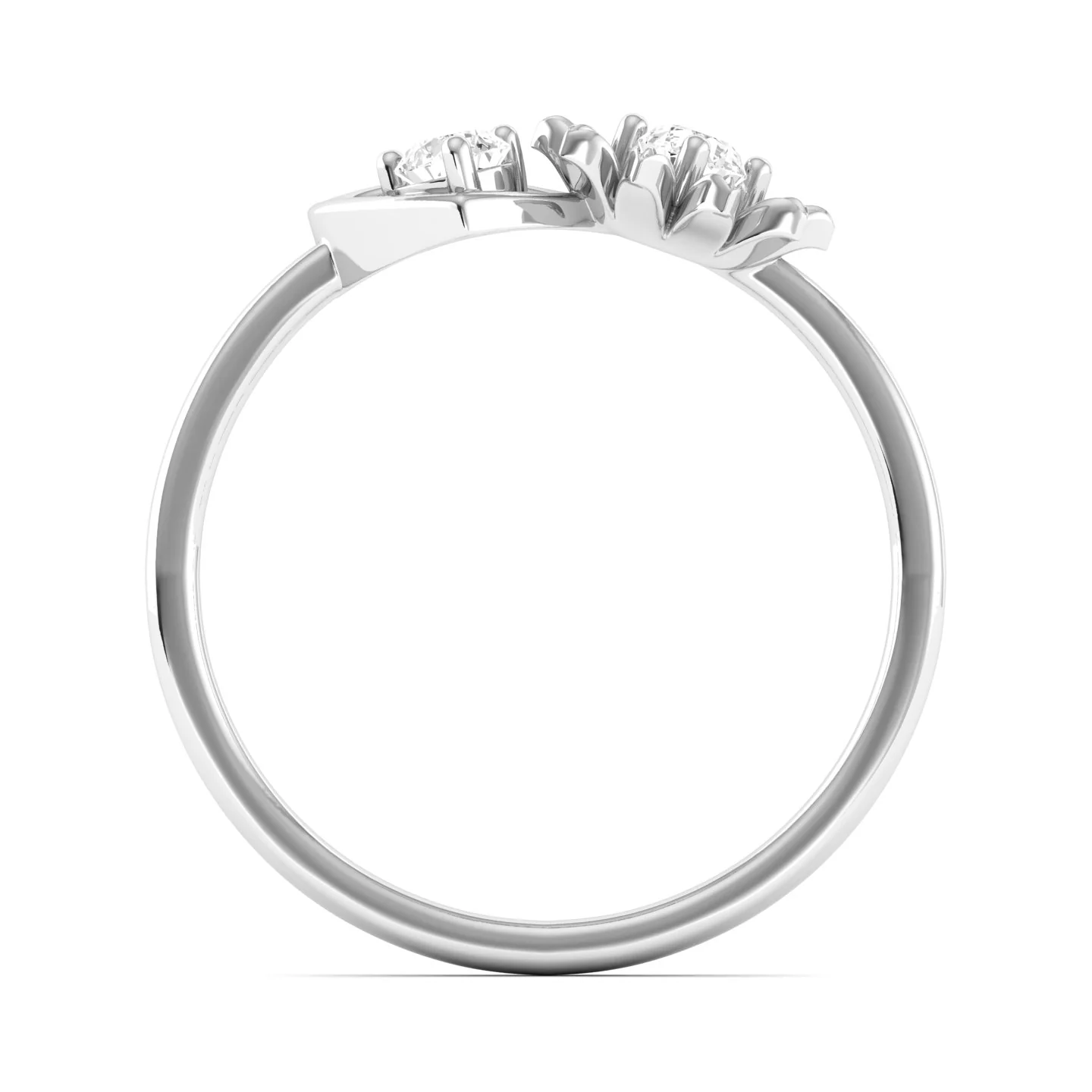 Lab Grown Diamond Two Stone Heart Flower Propose Ring Band 9k Solid Gold - Image 10