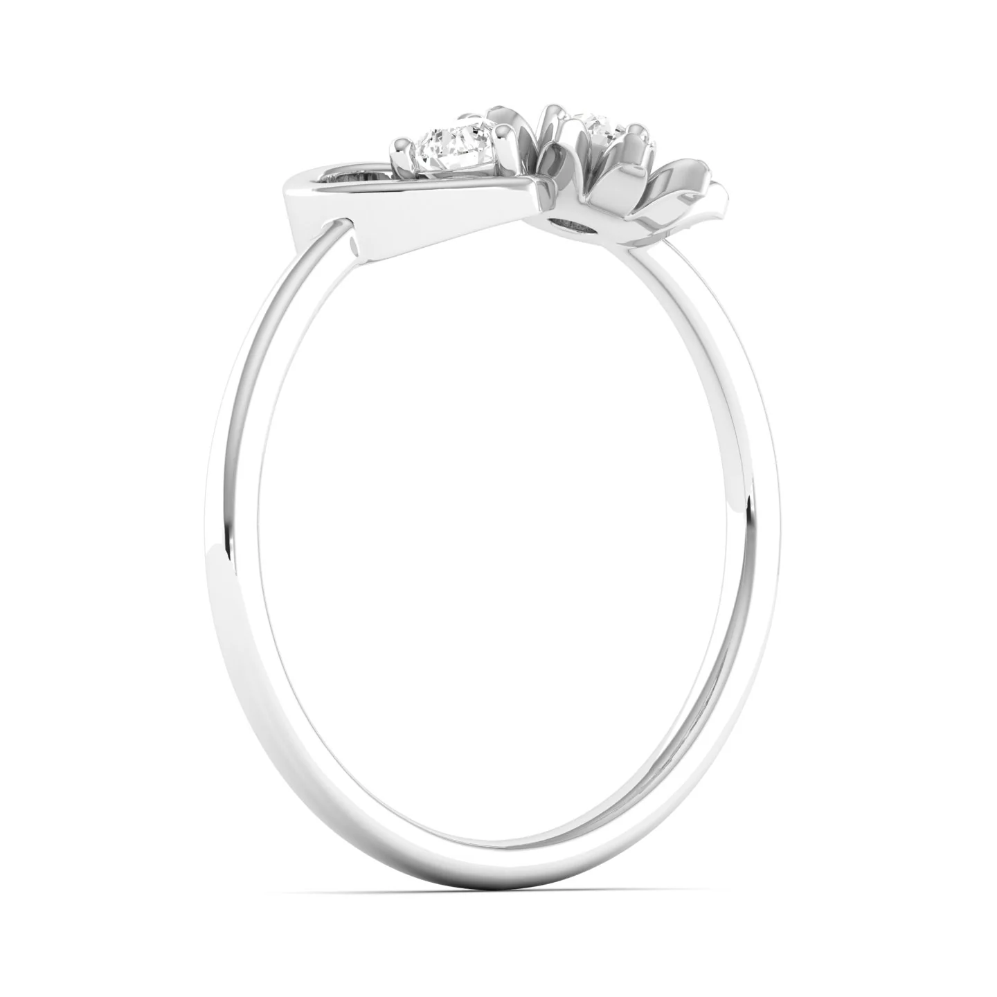 Lab Grown Diamond Two Stone Heart Flower Propose Ring Band 9k Solid Gold - Image 12
