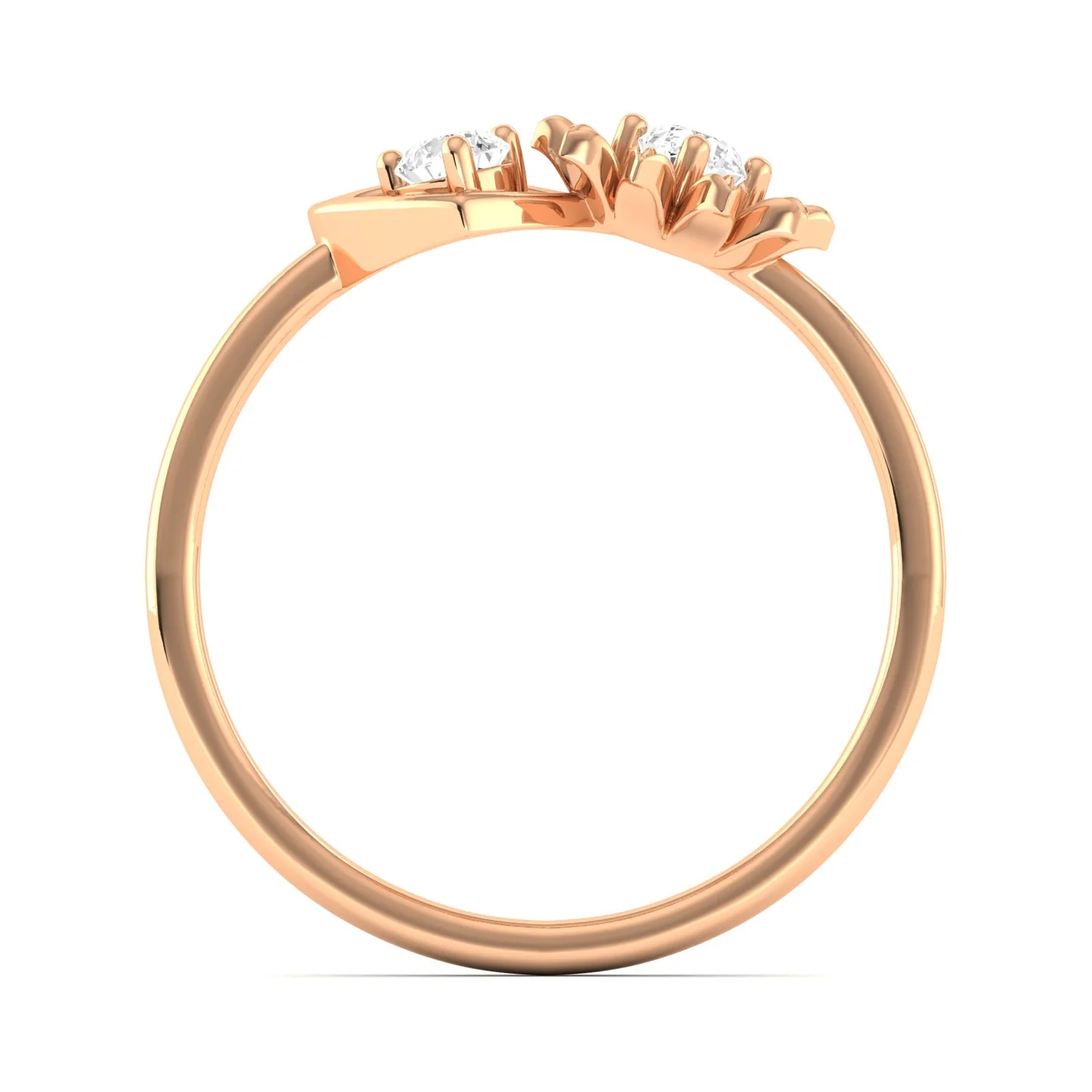 Lab Grown Diamond Two Stone Heart Flower Propose Ring Band 9k Solid Gold - Image 6