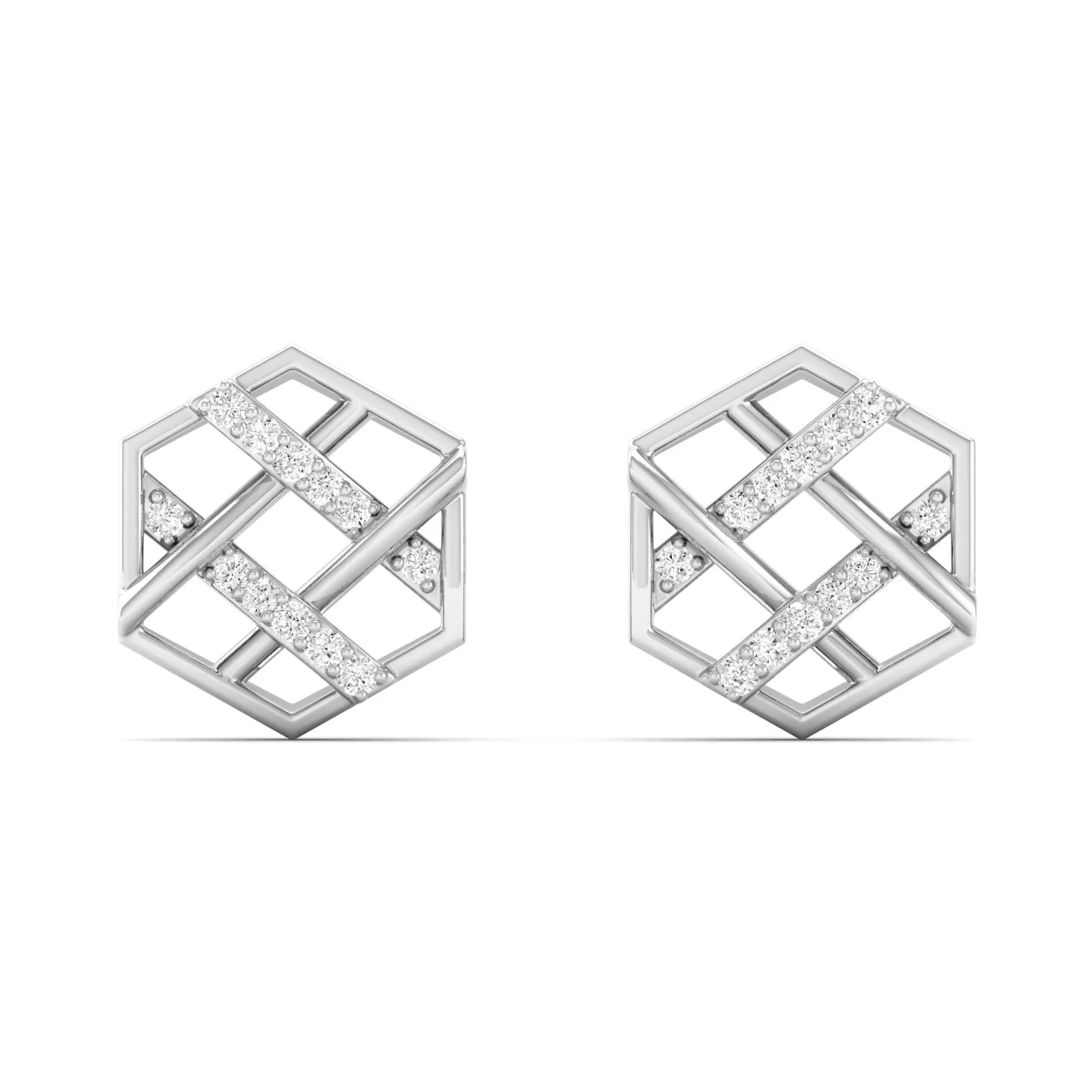 0.10Ct Round Lab Grown Diamond Hexagon Stud Earrings 9k Solid Gold - Image 4