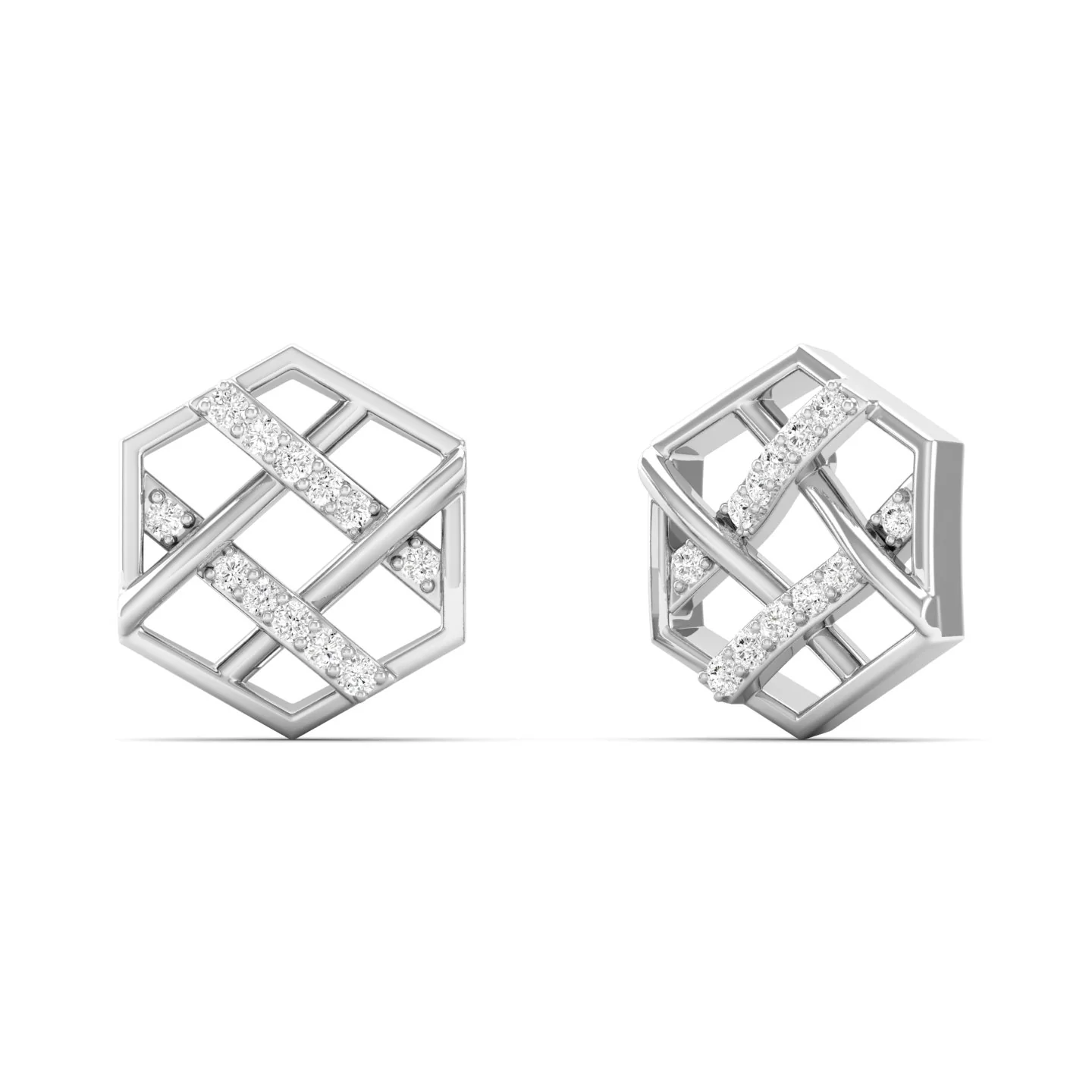 0.10Ct Round Lab Grown Diamond Hexagon Stud Earrings 9k Solid Gold - Image 5