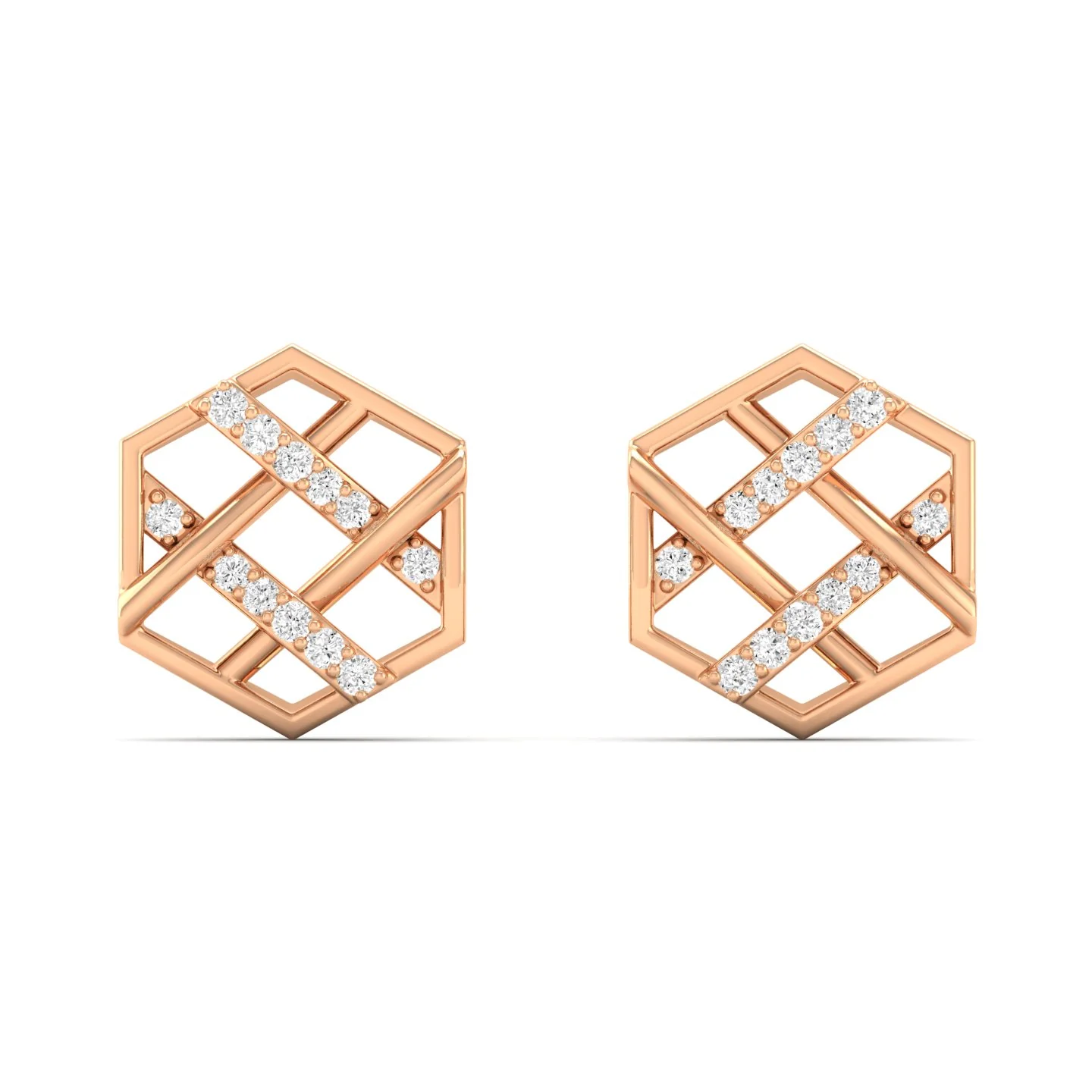 0.10Ct Round Lab Grown Diamond Hexagon Stud Earrings 9k Solid Gold - Image 7