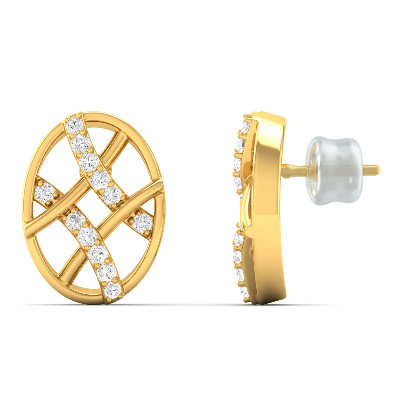 0.10Ct Lab Grown Diamond Oval Stud Earrings 9k Solid Gold - Image 2
