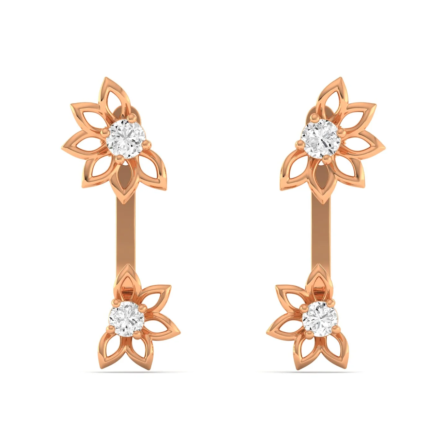 Lab Grown Diamond Floral Stud Earrings 9k Solid Gold - Image 5