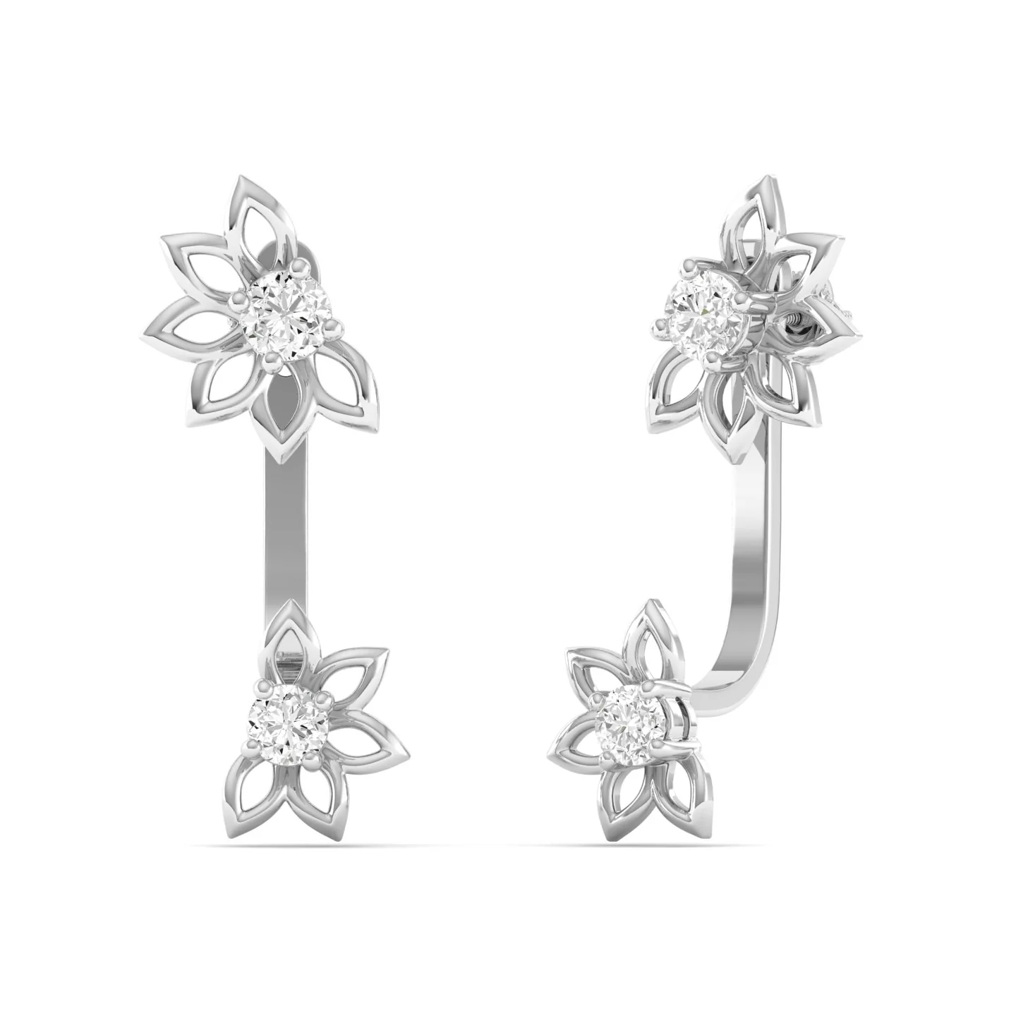 Lab Grown Diamond Floral Stud Earrings 9k Solid Gold - Image 7