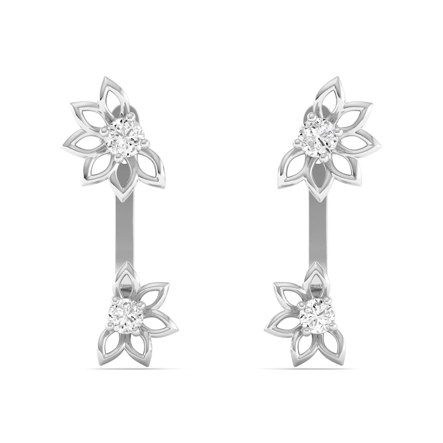 Lab Grown Diamond Floral Stud Earrings 9k Solid Gold - Image 8