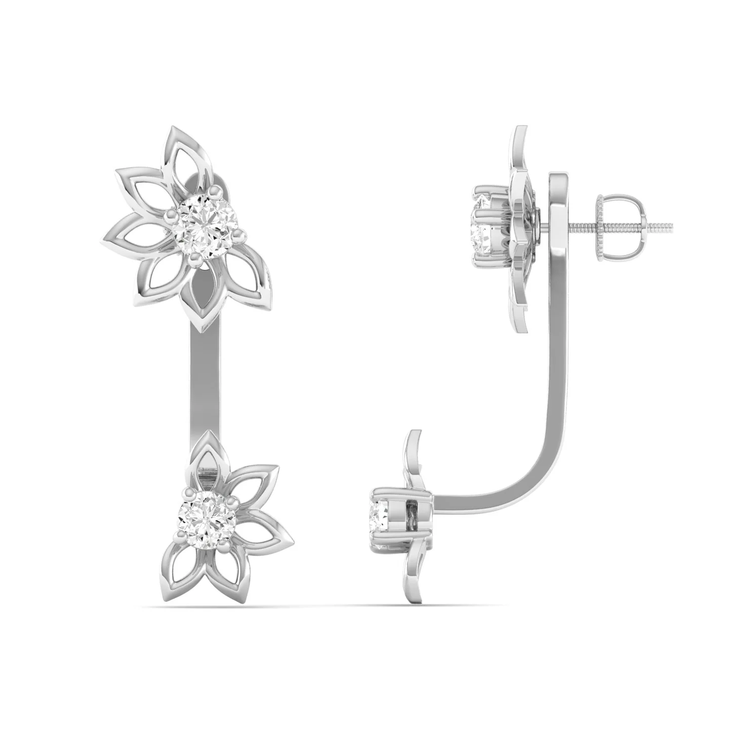 Lab Grown Diamond Floral Stud Earrings 9k Solid Gold - Image 9