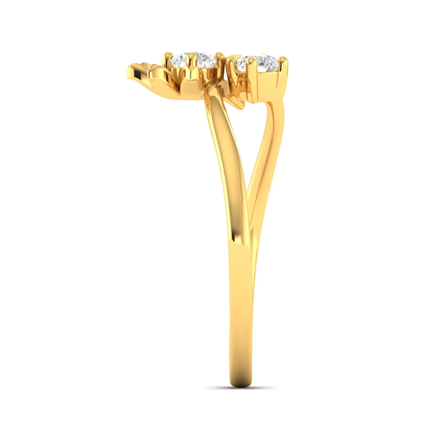 Lab Grown Diamond Two Stone Heart Flower Propose Ring Band 9k Solid Gold - Image 3
