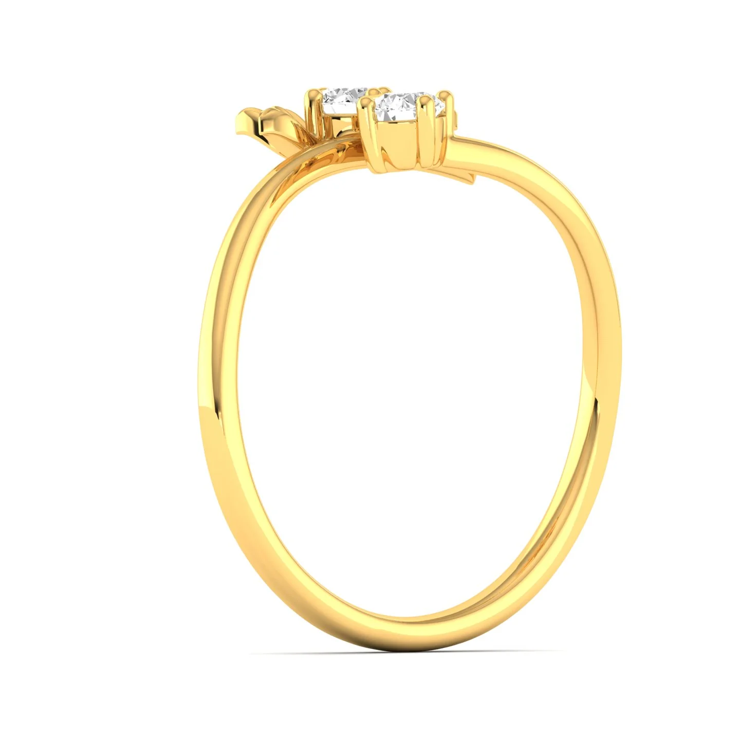 Lab Grown Diamond Two Stone Heart Flower Propose Ring Band 9k Solid Gold - Image 4