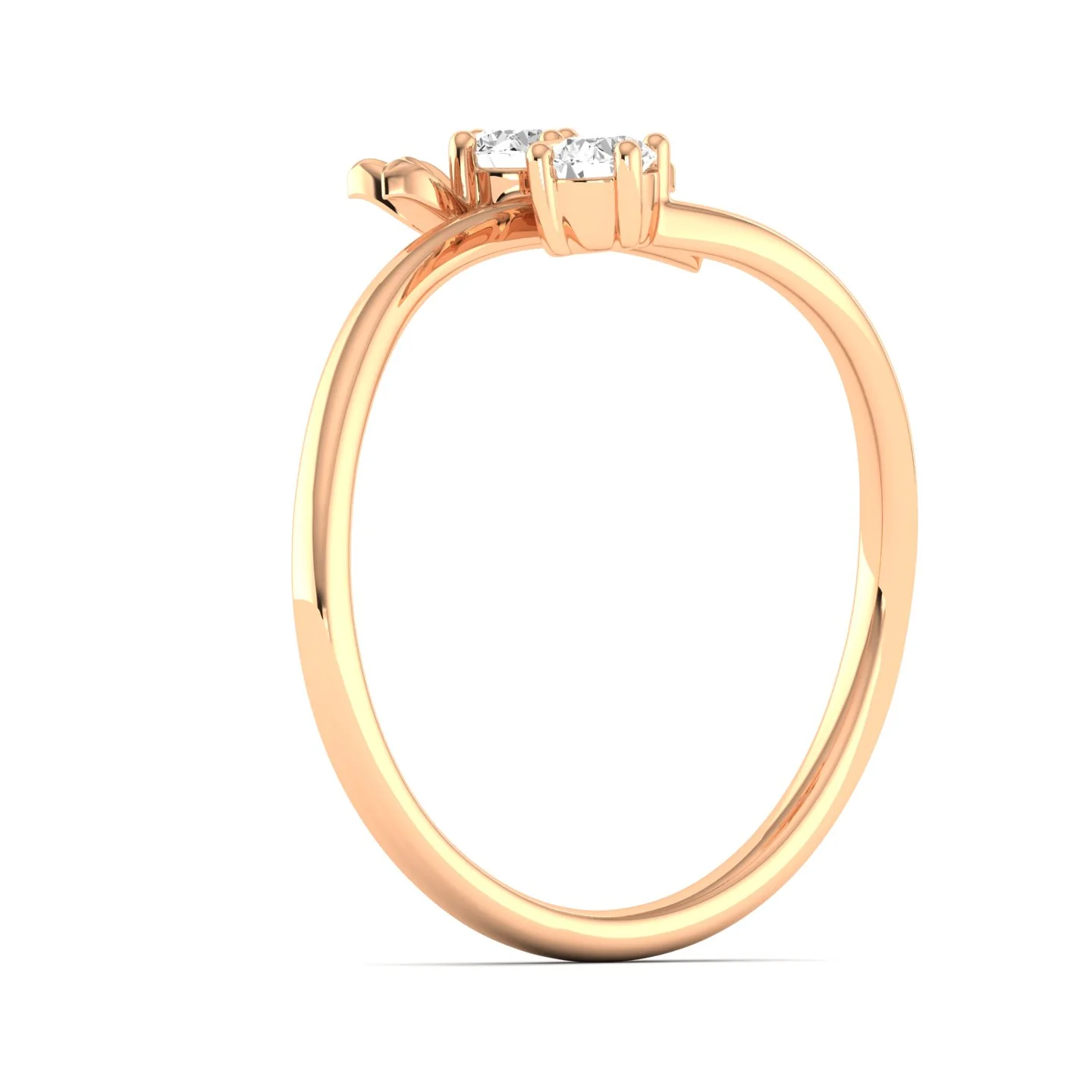 Lab Grown Diamond Two Stone Heart Flower Propose Ring Band 9k Solid Gold - Image 8
