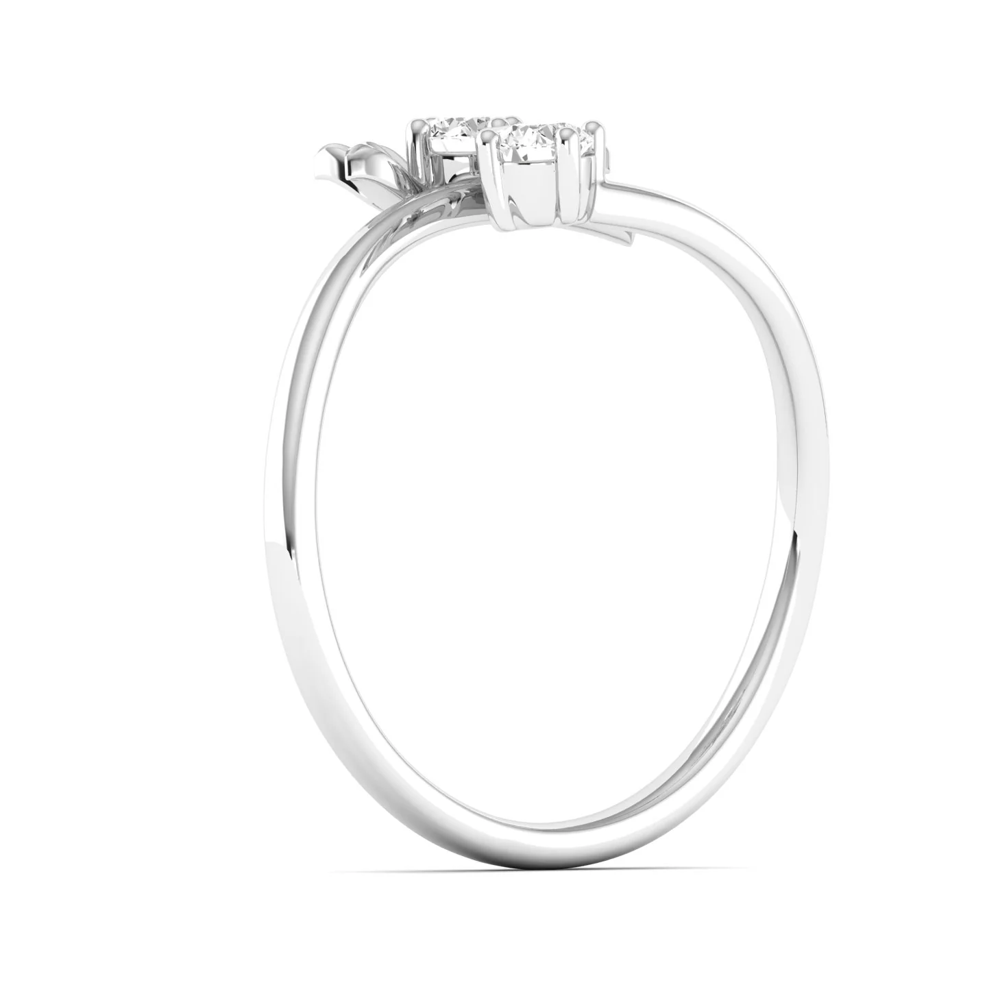 Lab Grown Diamond Two Stone Heart Flower Propose Ring Band 9k Solid Gold - Image 9