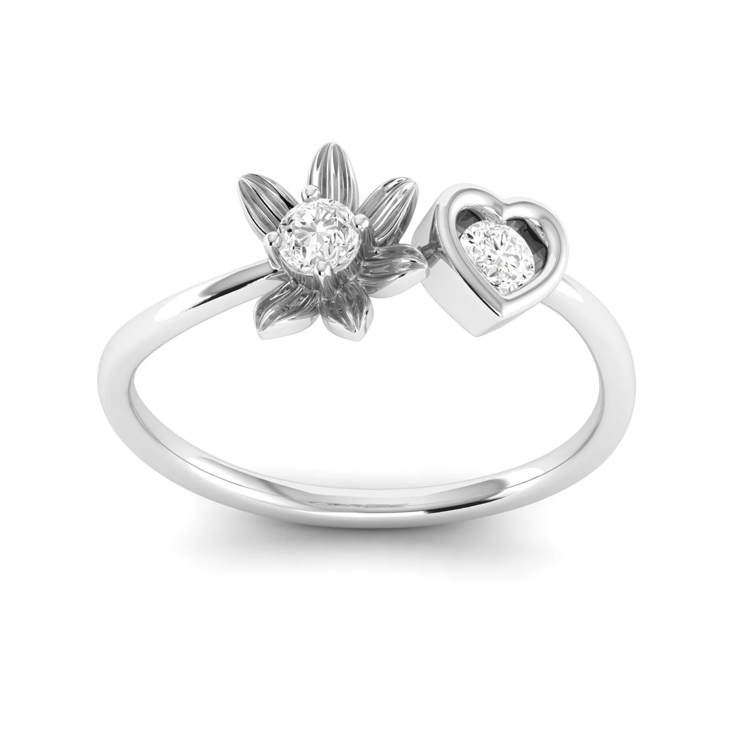 Lab Grown Diamond Two Stone Heart Flower Propose Ring Band 9k Solid Gold - Image 10