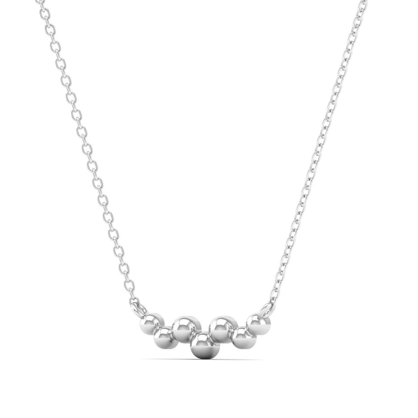 Plain Beaded Zigzag Silver Pendant with Chain - Image 3