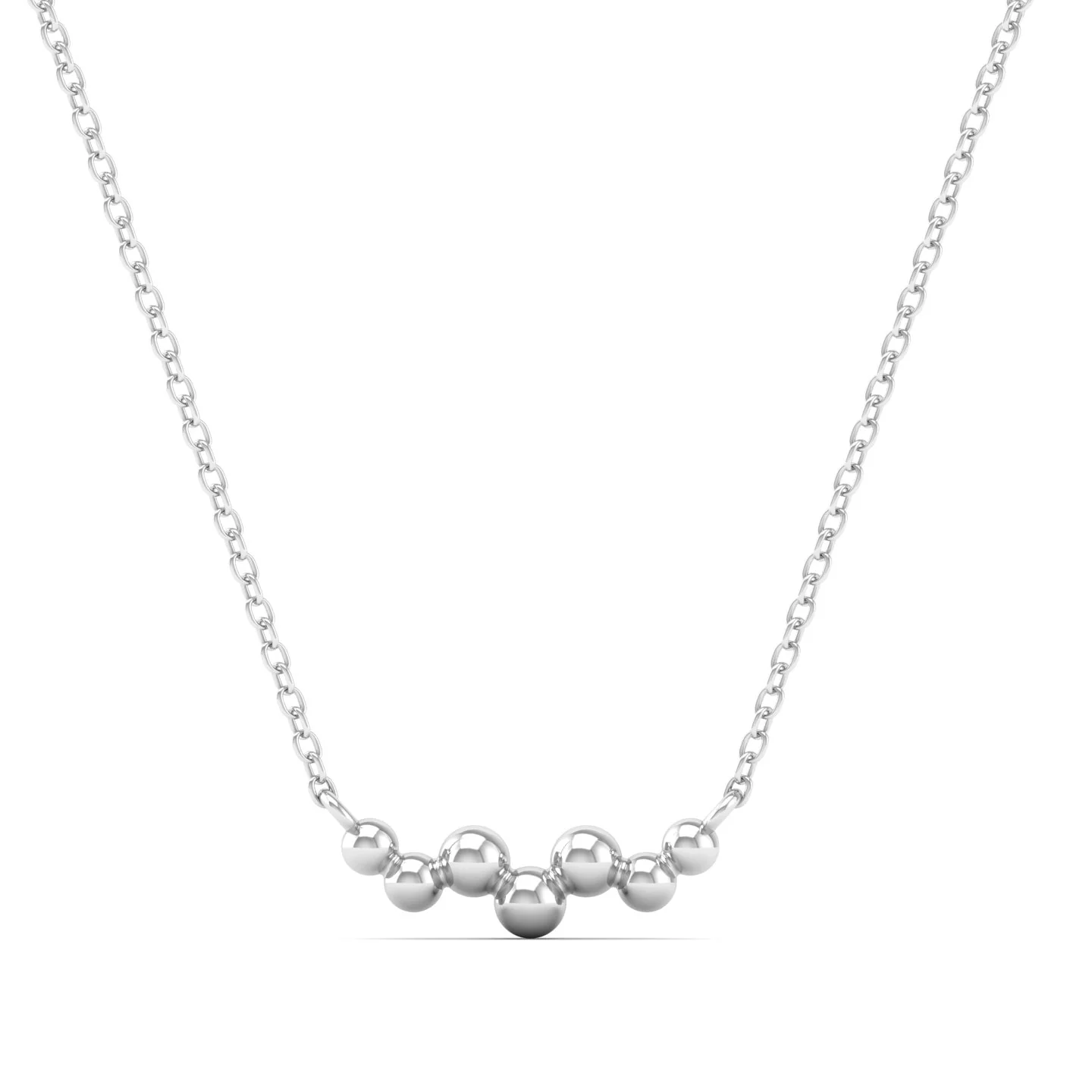 Plain Beaded Zigzag Silver Pendant with Chain - Image 4