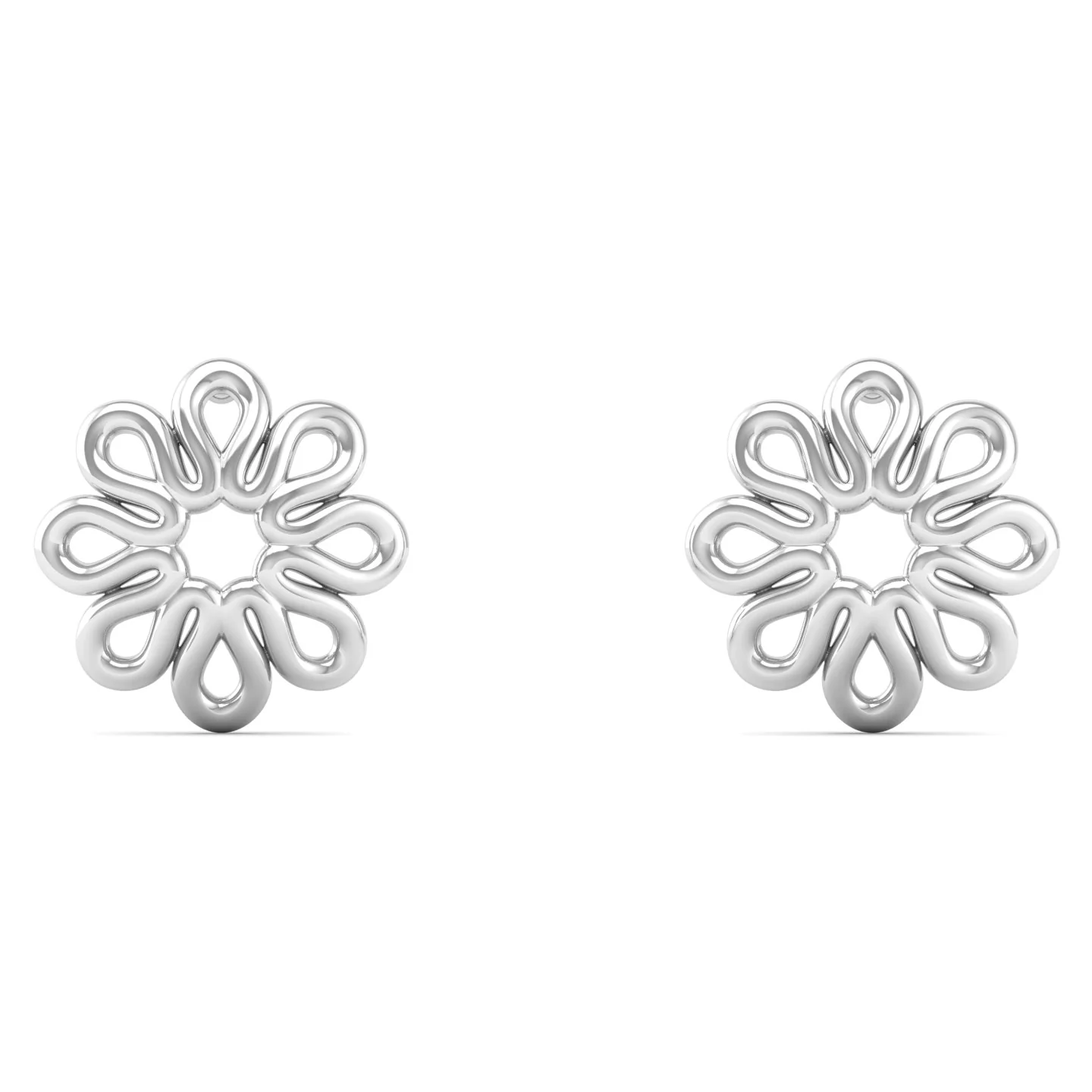 Plain Bloom Silver Ear Stud - Image 3