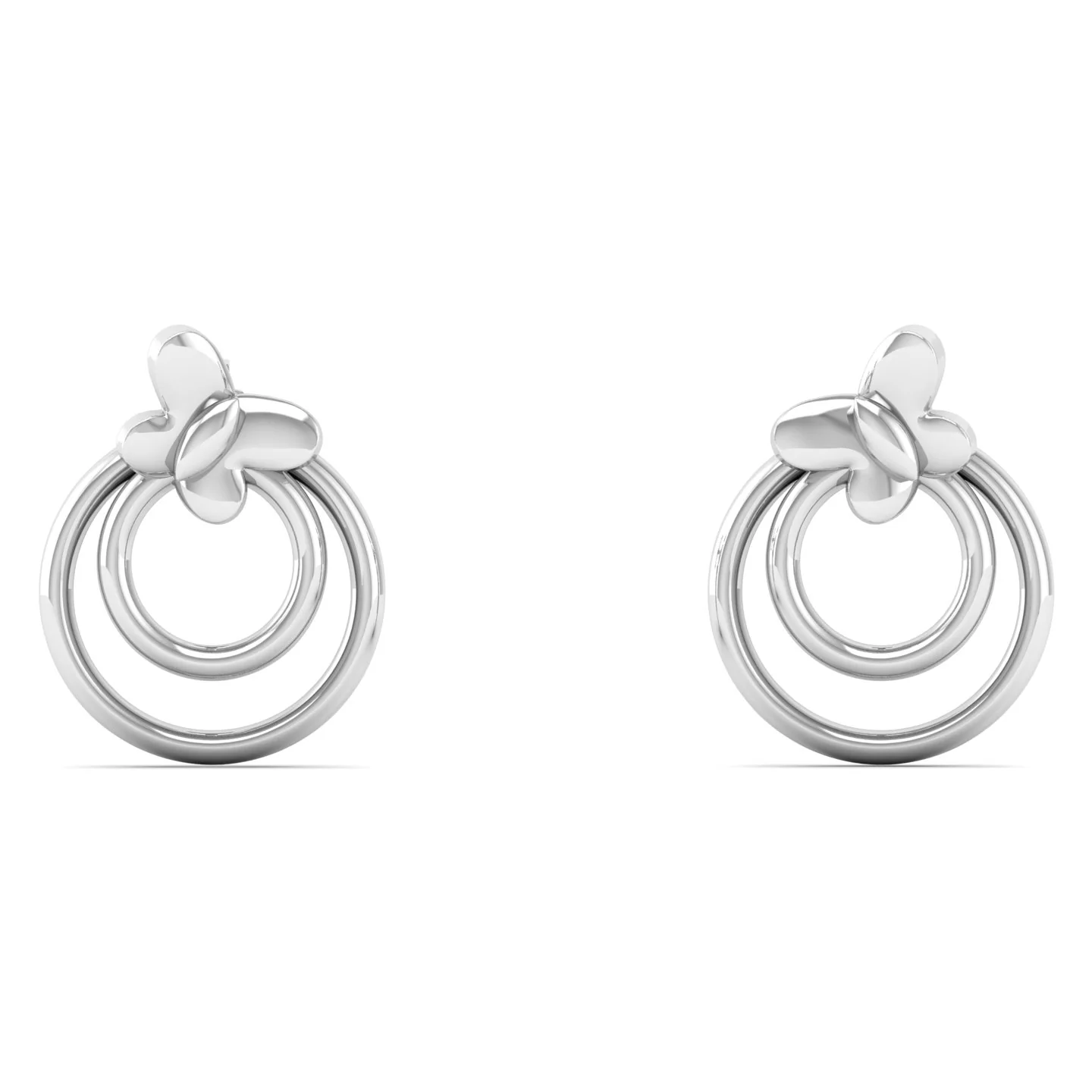 Plain Butterfly Circle Silver Ear Stud - Image 4