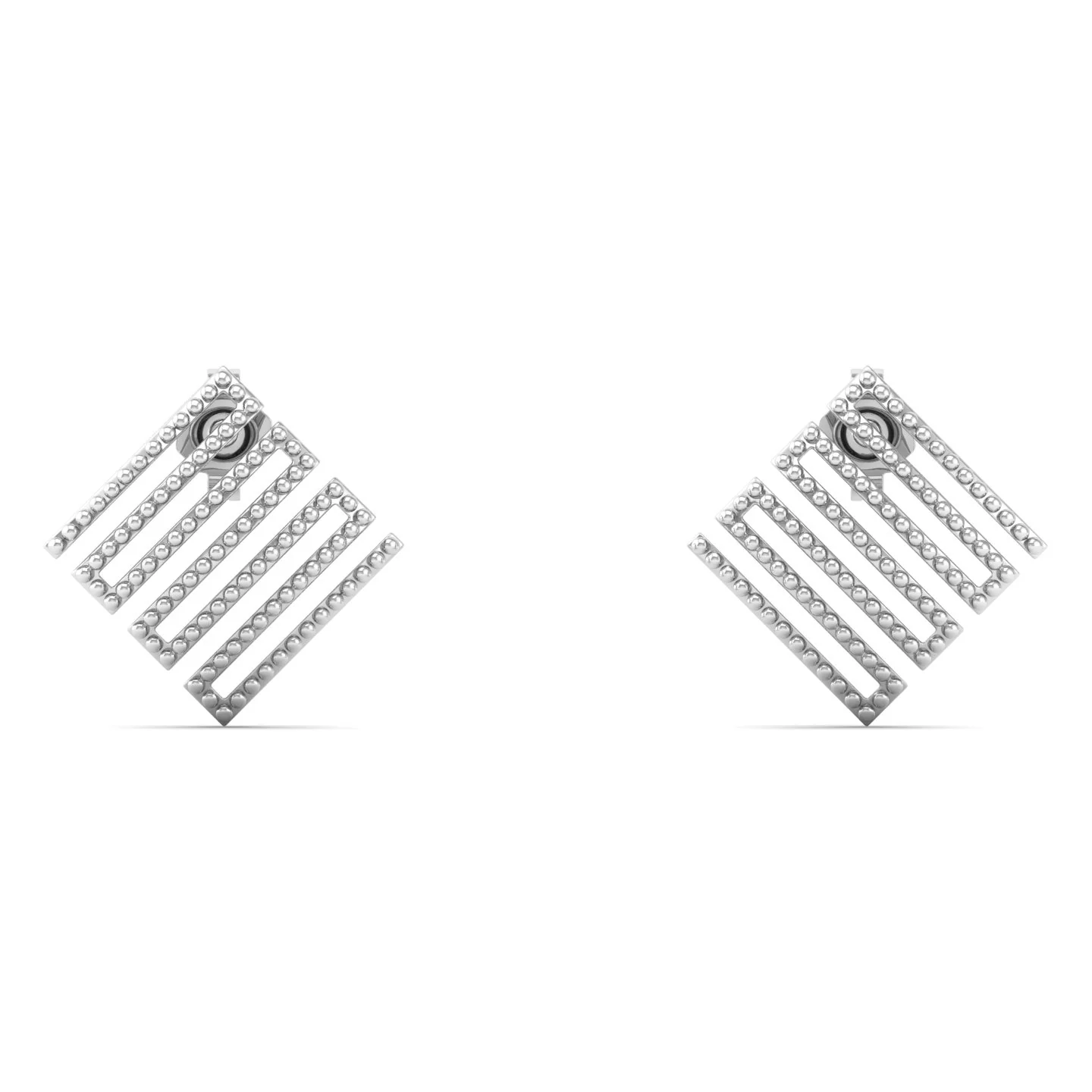 Plain Geometric Twisty Silver Ear Stud - Image 3