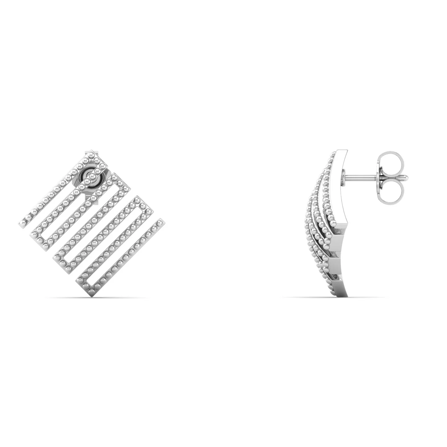 Plain Geometric Twisty Silver Ear Stud - Image 4