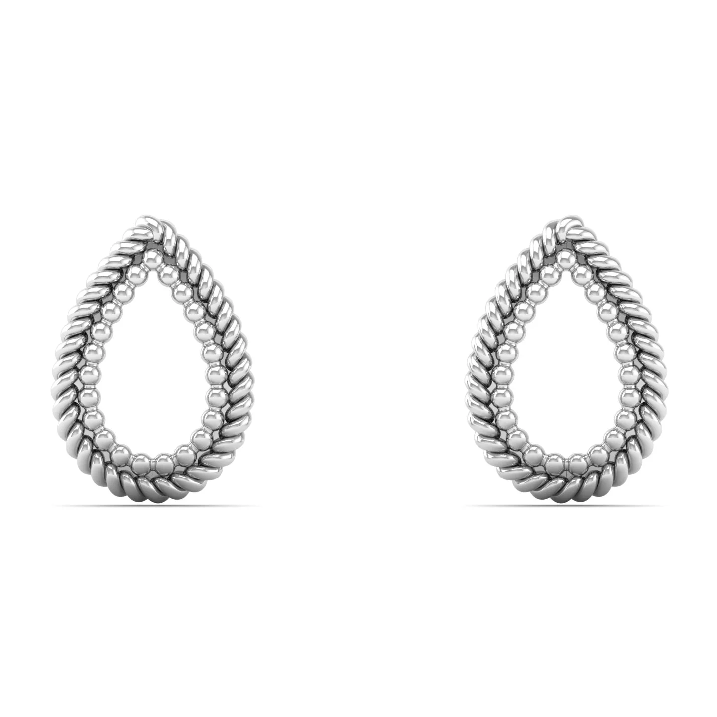 Plain Rope Drop Silver Ear Stud - Image 3