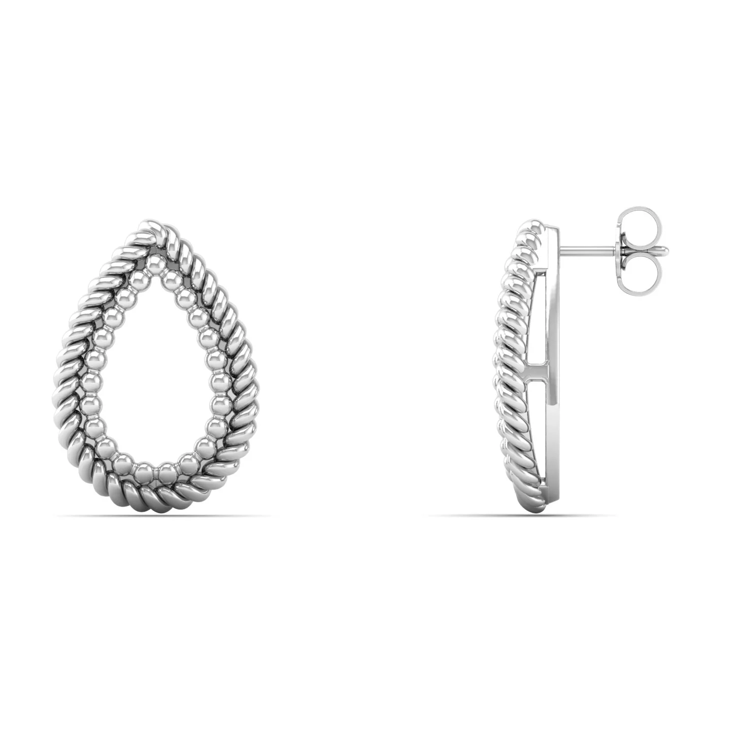 Plain Rope Drop Silver Ear Stud - Image 4