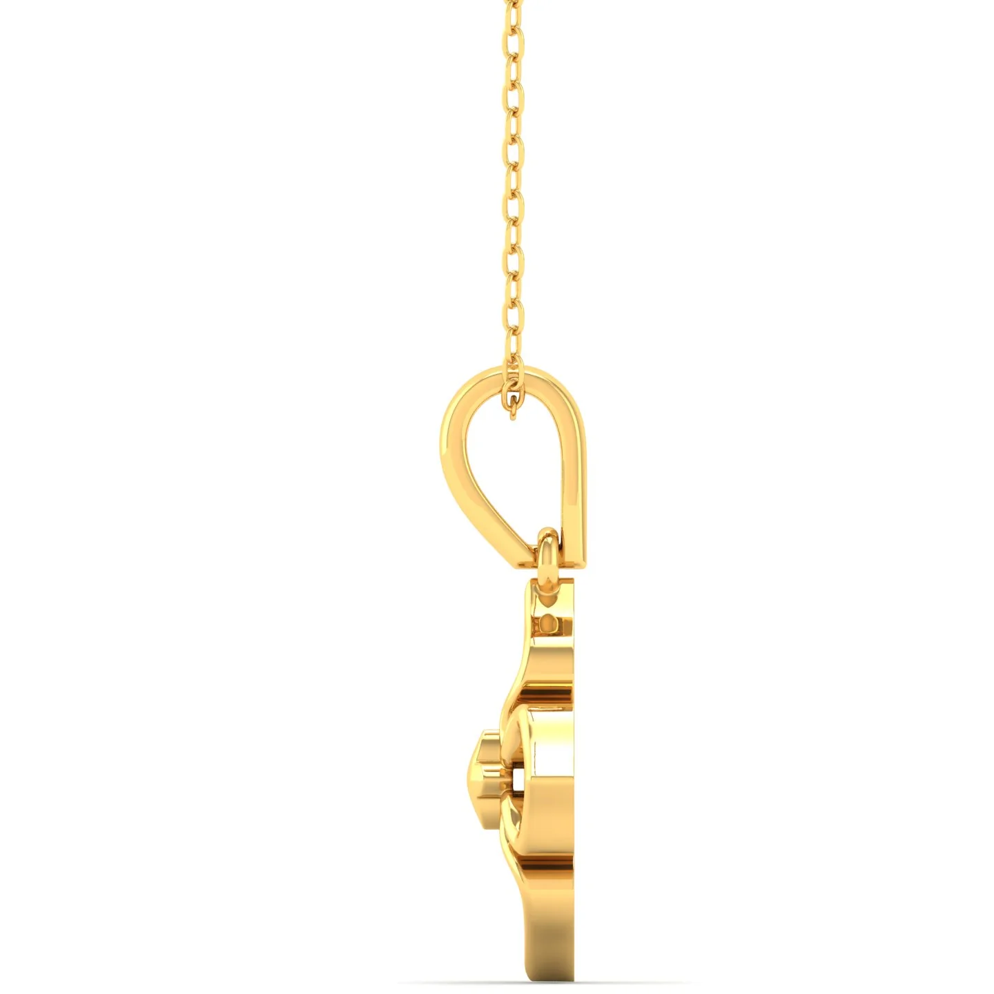 Four Petal Plain 9K Solid Gold Pendant - Image 3