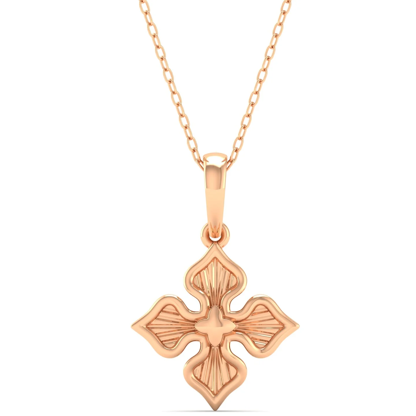 Four Petal Plain 9K Solid Gold Pendant - Image 4