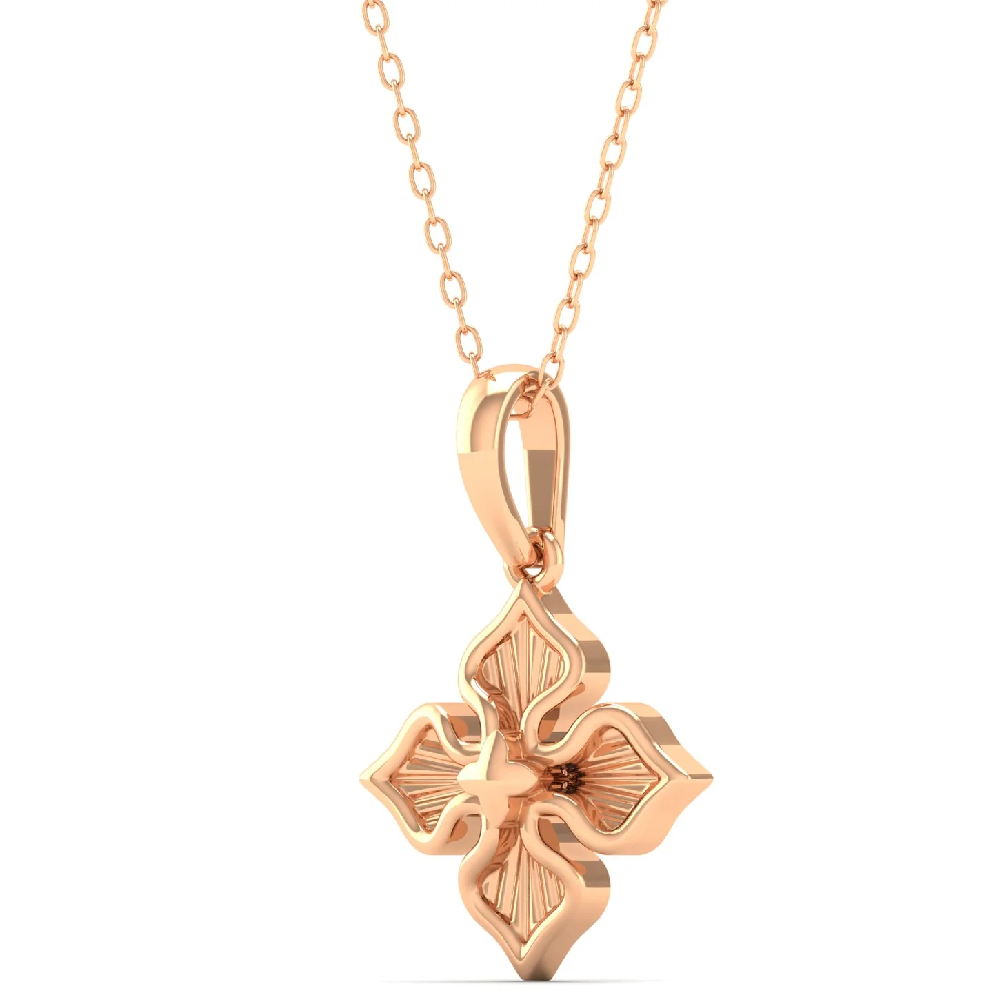 Four Petal Plain 9K Solid Gold Pendant - Image 6