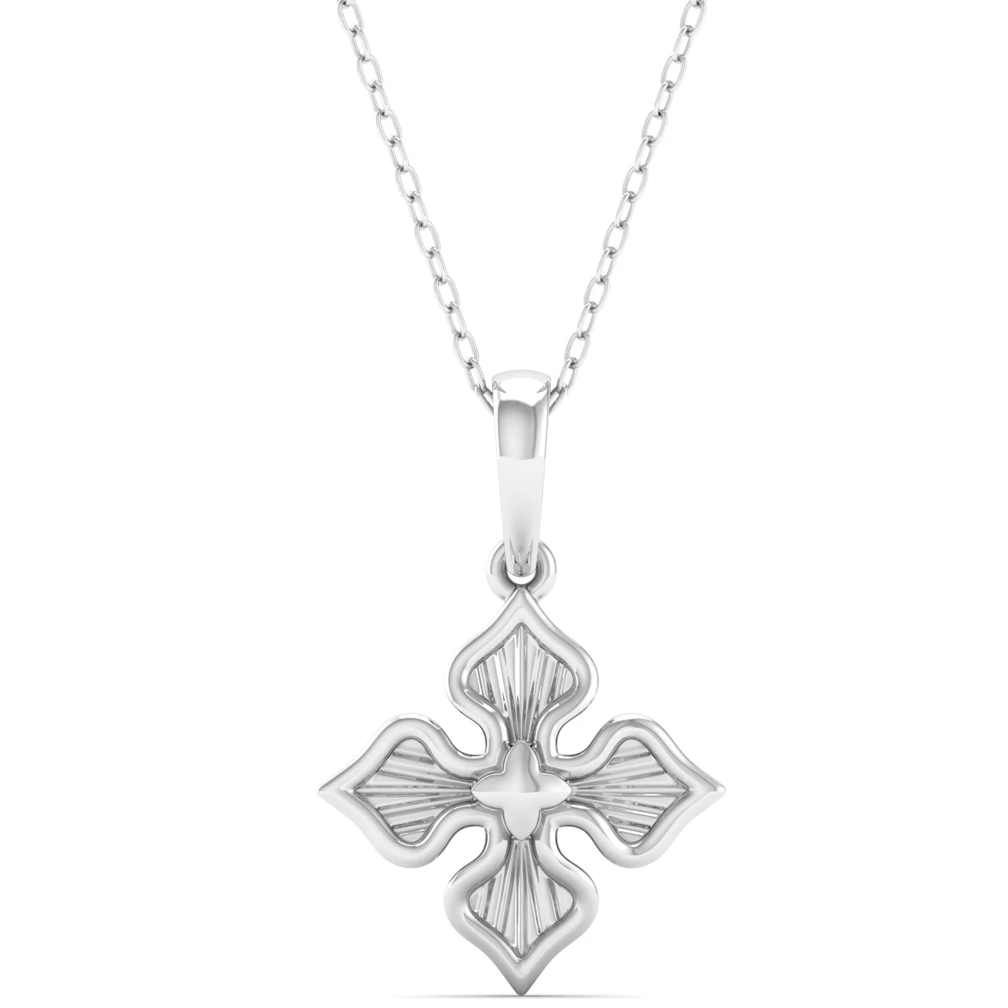 Four Petal Plain 9K Solid Gold Pendant - Image 7