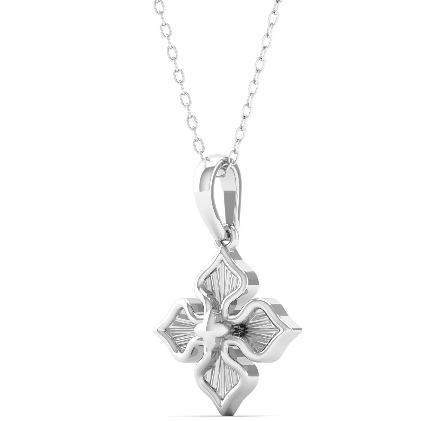 Four Petal Plain 9K Solid Gold Pendant - Image 9