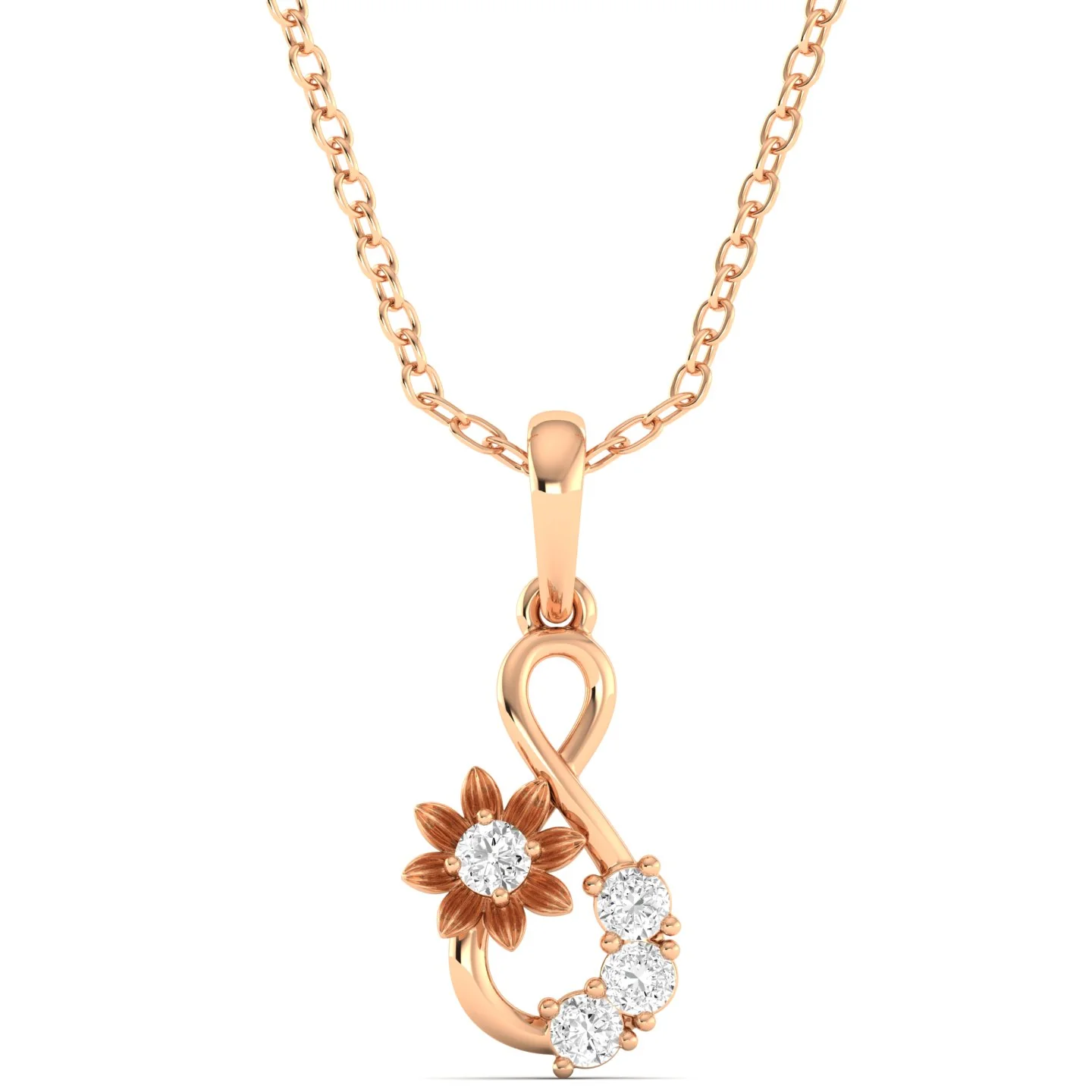 Round Cut Lab Grown Diamond Infinity Twisted Pendant 9k Solid Gold - Image 4