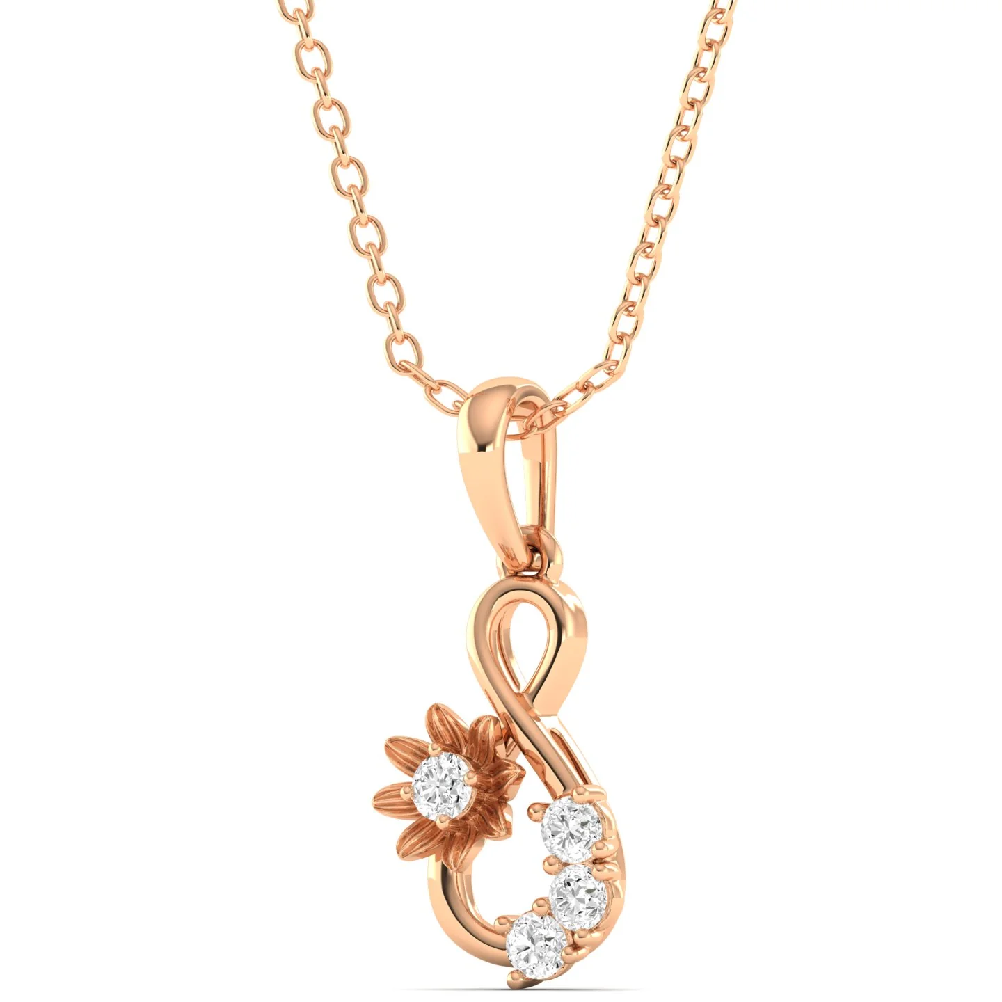 Round Cut Lab Grown Diamond Infinity Twisted Pendant 9k Solid Gold - Image 6