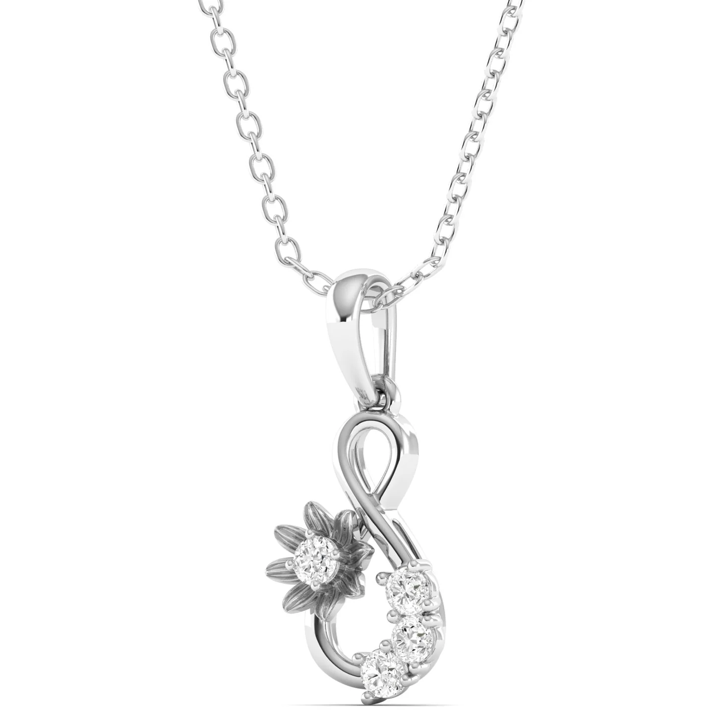 Round Cut Lab Grown Diamond Infinity Twisted Pendant 9k Solid Gold - Image 9