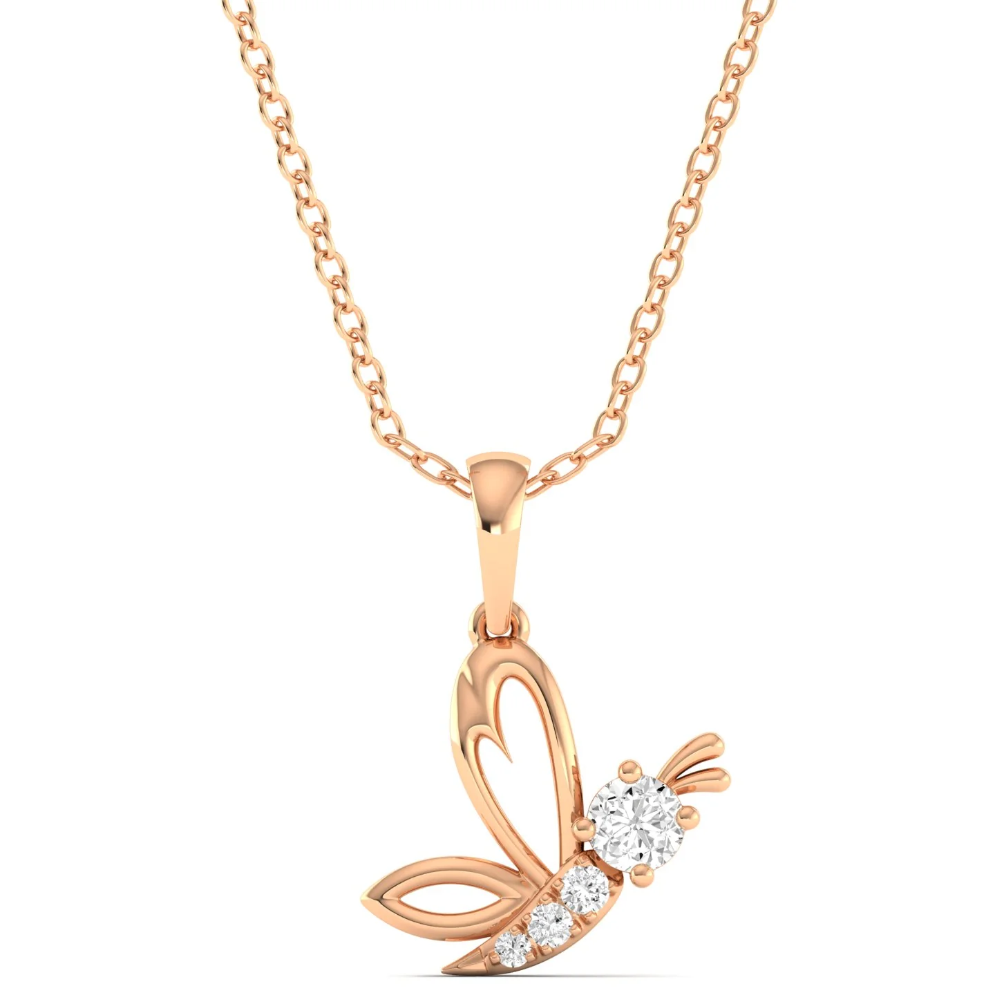 Round Lab Grown Diamond Butterfly Pendant 9k Solid Gold - Image 4