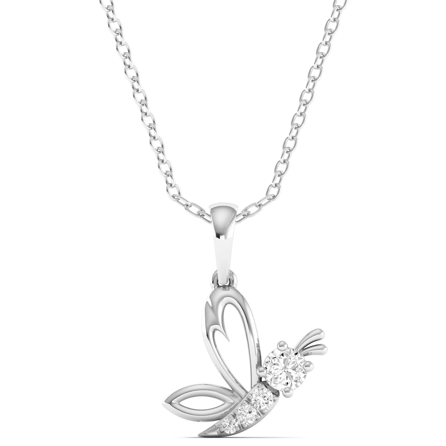 Round Lab Grown Diamond Butterfly Pendant 9k Solid Gold - Image 7