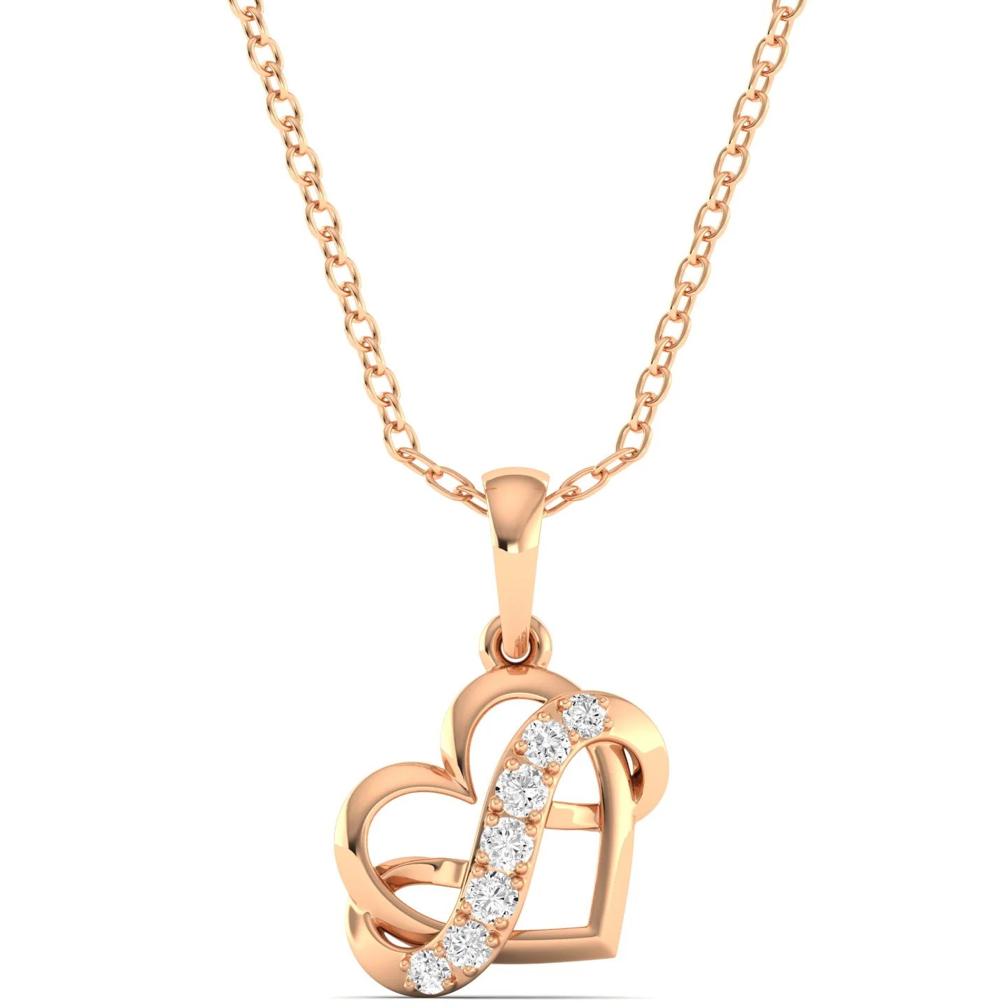 Round Lab Grown Diamond Infinity Heart Pendant 9k Solid Gold - Image 4