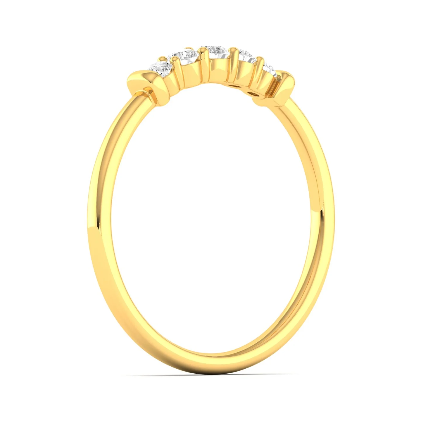 Lab Grown Diamond Five Stone Ring Band 9k Solid Gold - Image 3