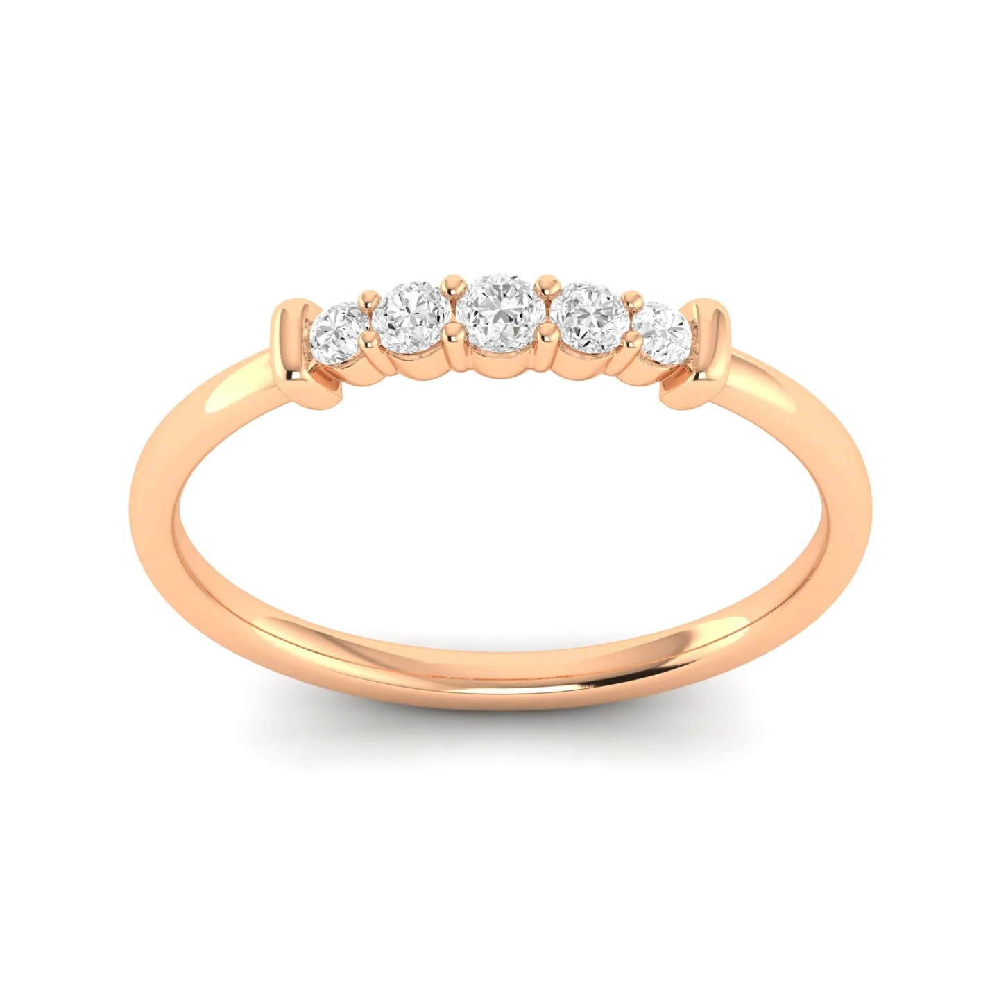 Lab Grown Diamond Five Stone Ring Band 9k Solid Gold - Image 5